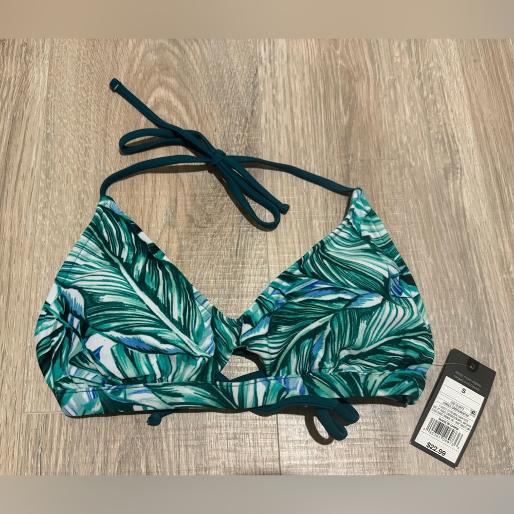 NWT Mossimo Green Palm Leaf Print Swimsuit Bikini Top Small